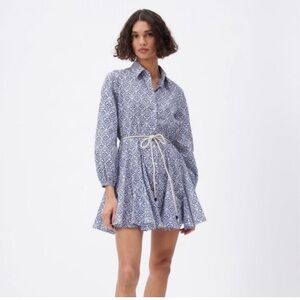 ZARA PRINTED BLUE TIE DRESS